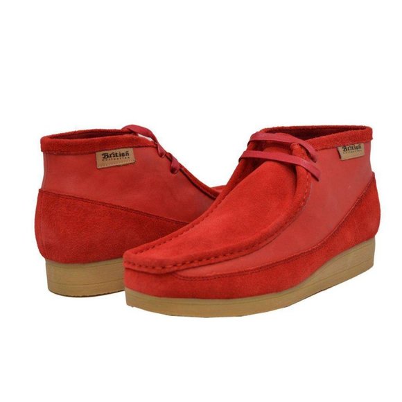 British Walkers New Castle Men's Suede and Leather Wallabee Style Boots Red - Picture 1 of 7